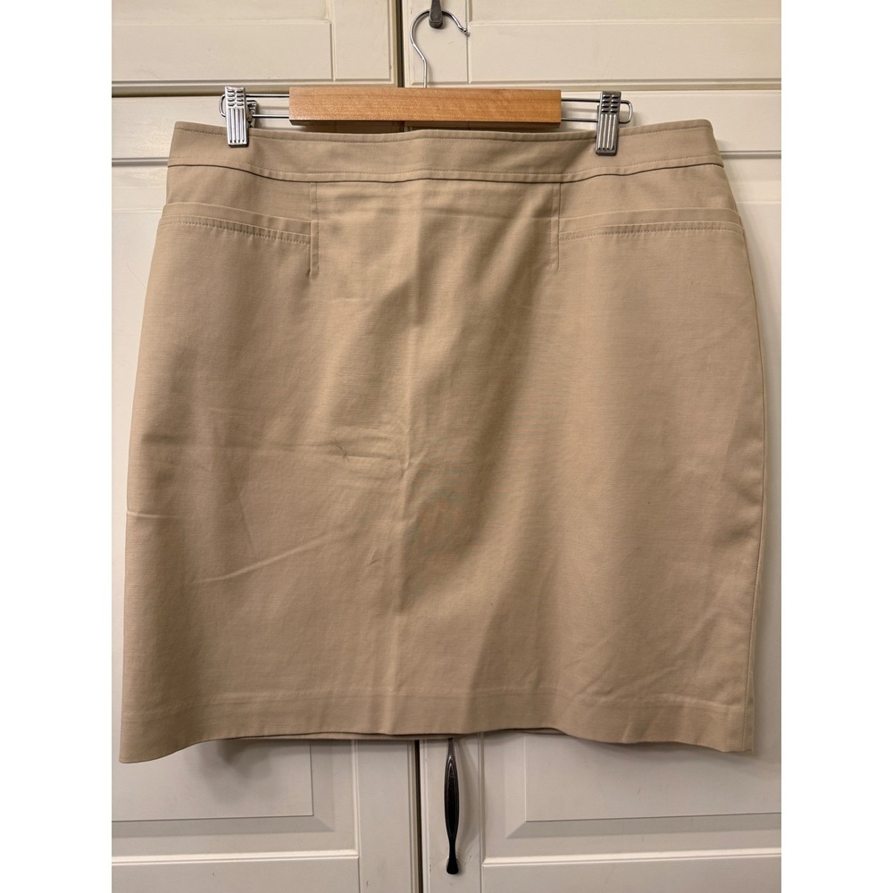 Halogen Womens Tan Khaki Stretch Cotton Blend Lined Pencil Skirt Size 16
